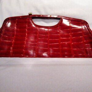 Statement Red Crocodile Leather Clutch – Vintage Handbag for Women 💃